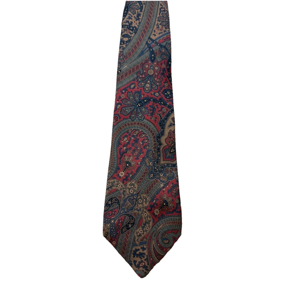 Vintage Harken 100% Silk Paisley Tie Made in USA Hand Painted In Italy